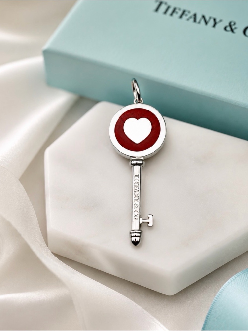 Tiffany & Co. Enamel Heart Key Pendant